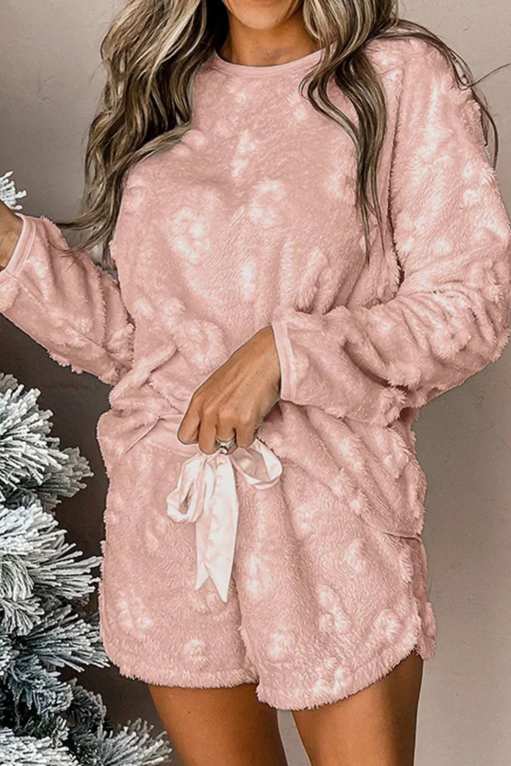 Plush Leopard Top and Shorts Lounge Set