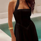 Devine Ruched Halter Neck Midi Dress