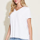 Basic Solid Vneck High-Low Tee