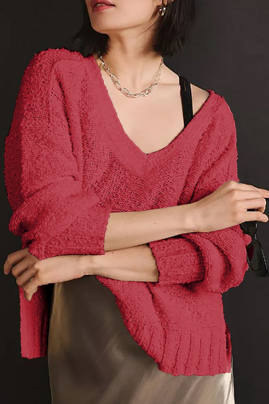 Vneck Dropped Shoulder Sweater