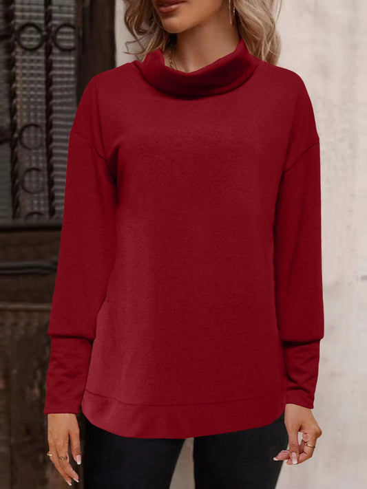 Turtleneck Button Long Sleeve Blouse