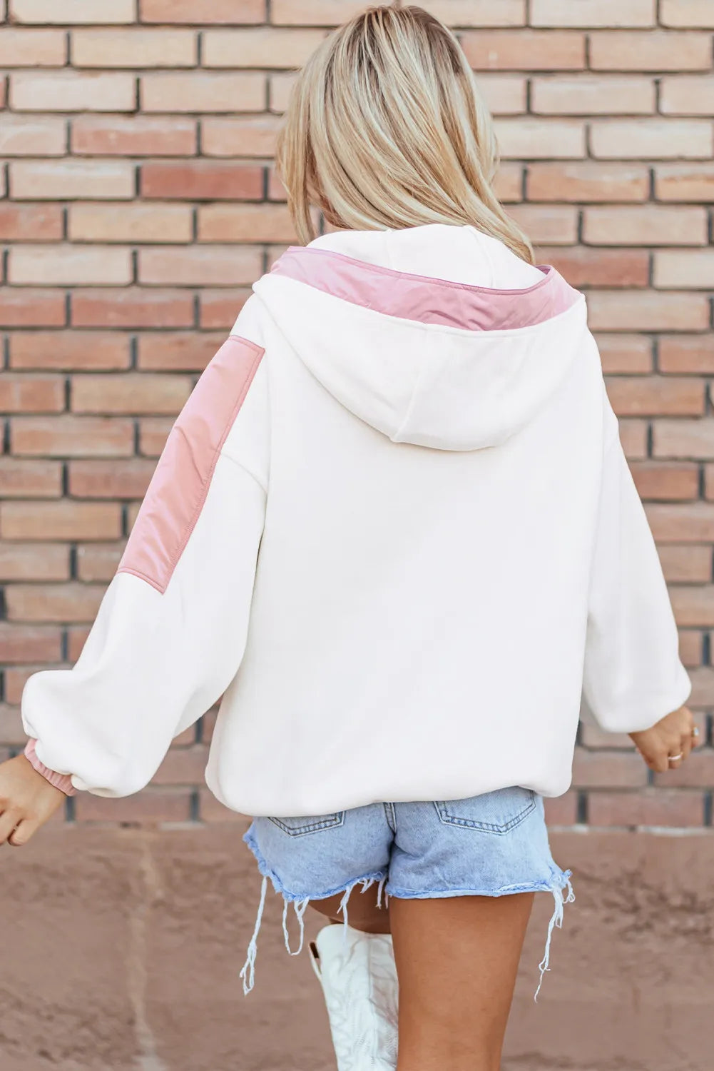 Colorblock Half Zip Long Sleeve Hoodie