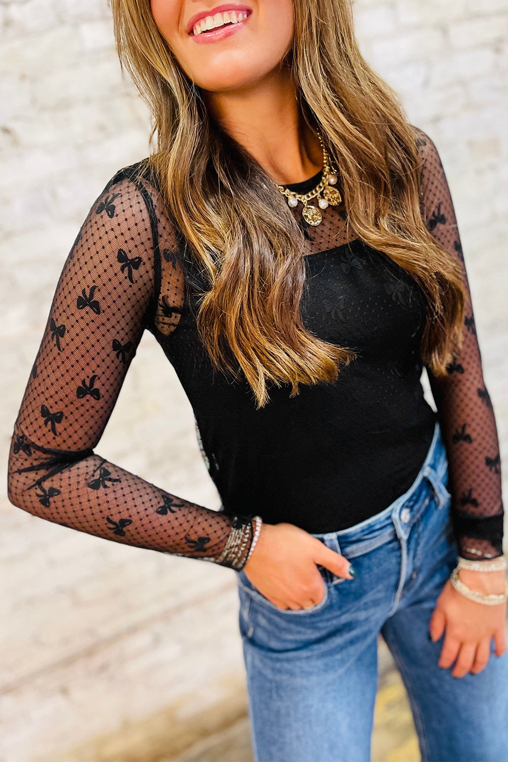 Coquette Bow Sheer Top