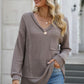 Exposed Seam Vneck Long Sleeve T-Shirt