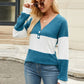 Colorblock Vneck Long Sleeve Top
