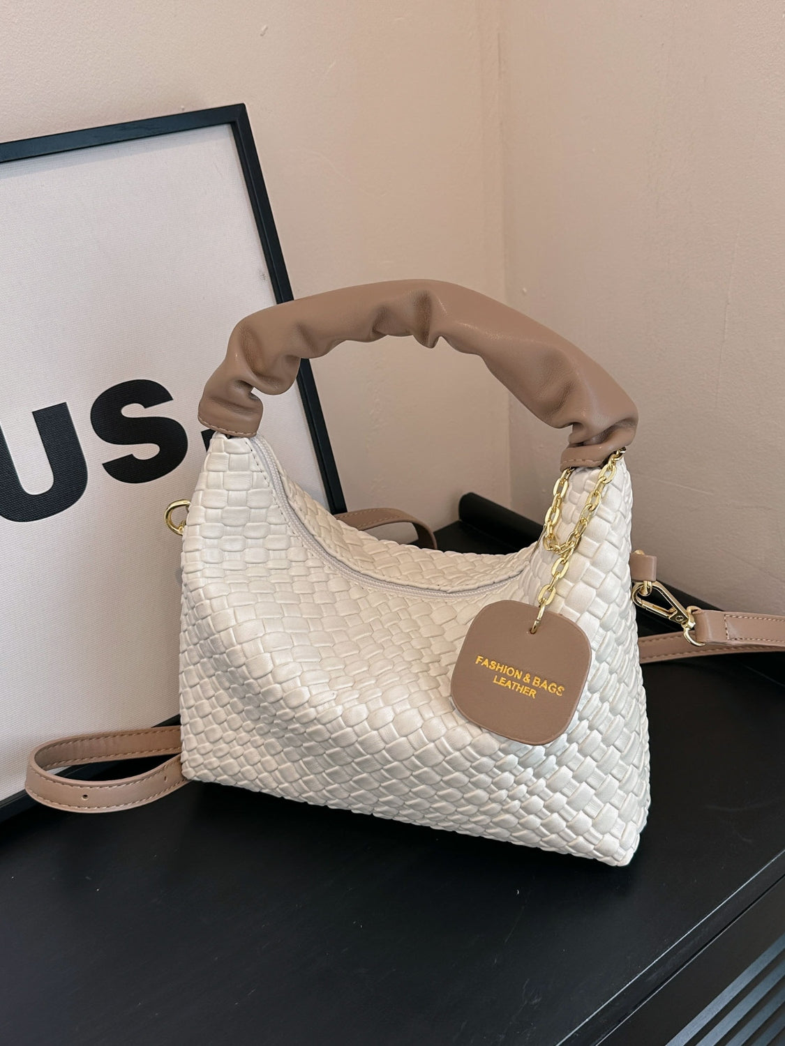 Faux Leather Woven Purse