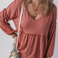 Vneck Babydoll Long Sleeve Blouse