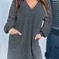 Striped Vneck Long Sleeve Dress