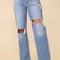 Distressed Straight Leg Jeans