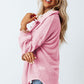 Waffle-Knit Collared Neck Long Sleeve Shirt