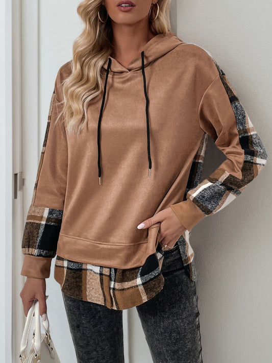 Plaid Long Sleeve Hoodie Flannel