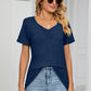 Ruched V-Neck Short Sleeve T-Shirt