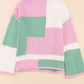 Colorblock Round Neck Drop Shoulder Sweater