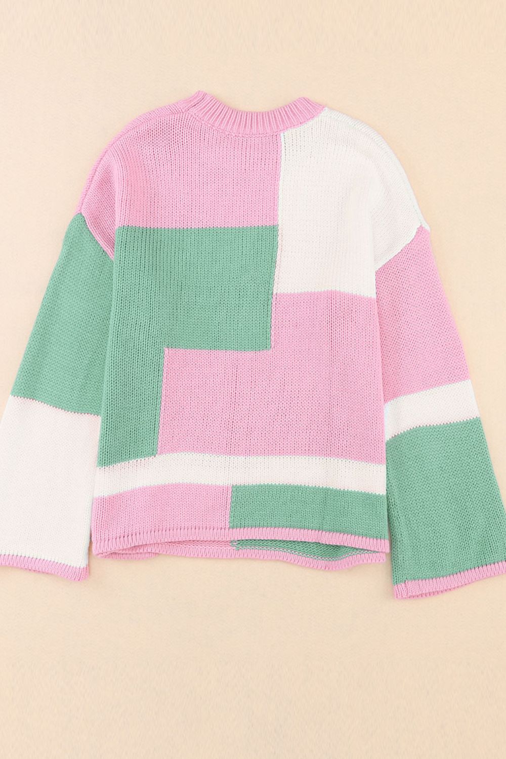 Colorblock Round Neck Drop Shoulder Sweater