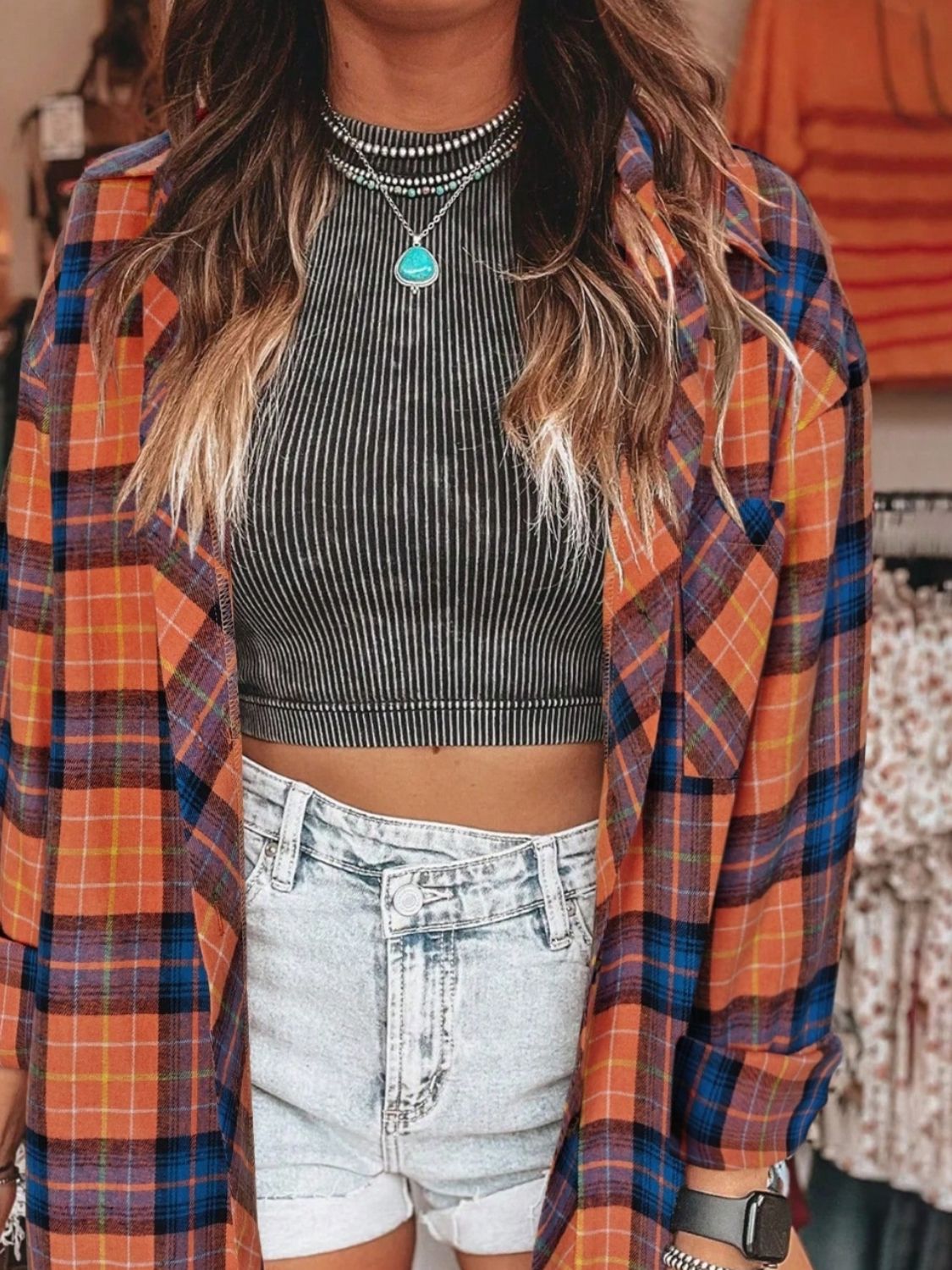 Plaid Flannel Long Sleeve Shirt
