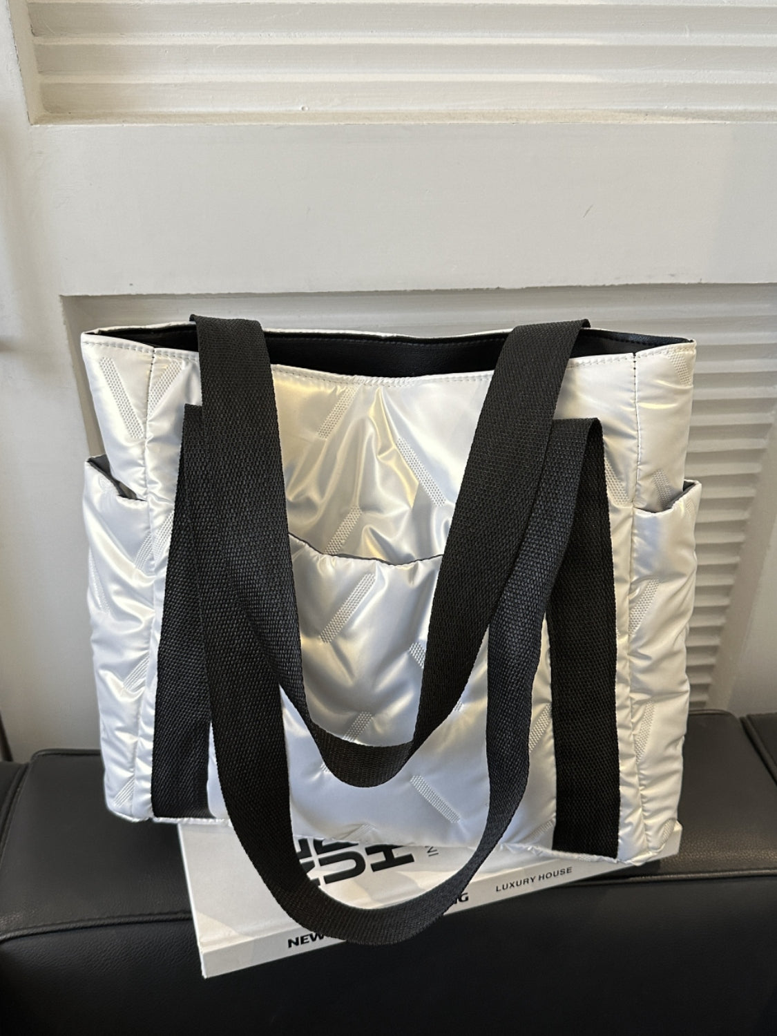 Puffer Tote Bag with Side Pockets