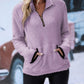 Half Zip Long Sleeve Fleece Lined Sweatshirt