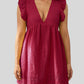 *App Exclusive* Ruffled Eyelet Deep V Dress
