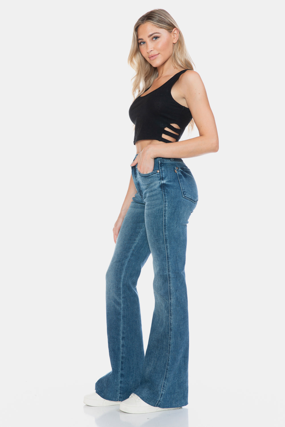 Judy Blue Tummy Control Raw Hem Flare Jeans