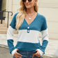 Colorblock Vneck Long Sleeve Top