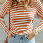 Striped Mock Neck Long Sleeve Top