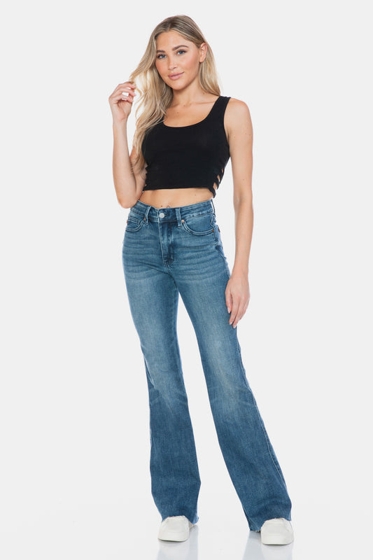 Judy Blue Tummy Control Raw Hem Flare Jeans