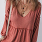 Vneck Babydoll Long Sleeve Blouse