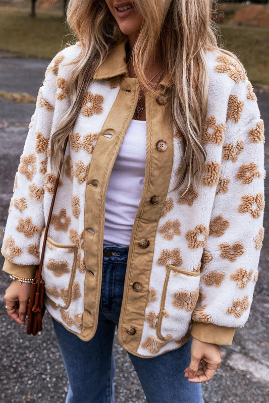 Retro Flower Sherpa Jacket
