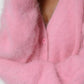 Fuzzy Button Long Sleeve Cardigan