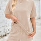 Ribbed Top and Drawstring Shorts Set