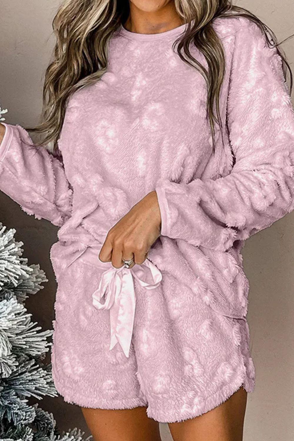 Plush Leopard Top and Shorts Lounge Set
