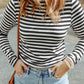 Striped Mock Neck Long Sleeve Top