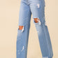 Distressed Straight Leg Jeans
