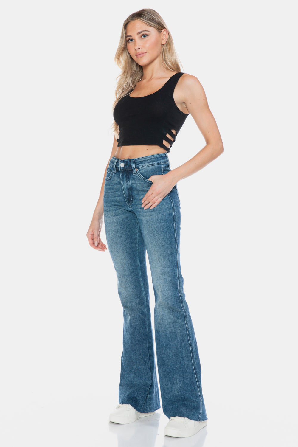 Judy Blue Tummy Control Raw Hem Flare Jeans