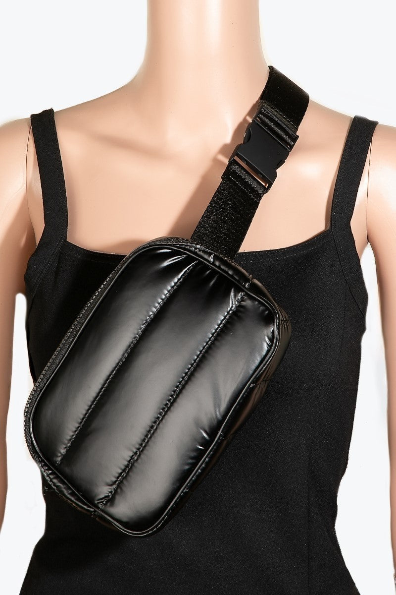 Quilted Nylon Puffer Crossbody Fanny Pack