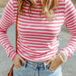 Striped Mock Neck Long Sleeve Top