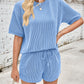 Ribbed Top and Drawstring Shorts Set