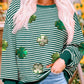 Stripe Lucky Clover Drop Shoulder Sweatshirt