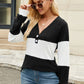 Colorblock Vneck Long Sleeve Top