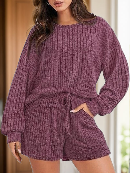 Lounge Worthy Dropped Shoulder Top and Shorts Set