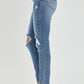 Risen Knee Distressed Skinny Jeans