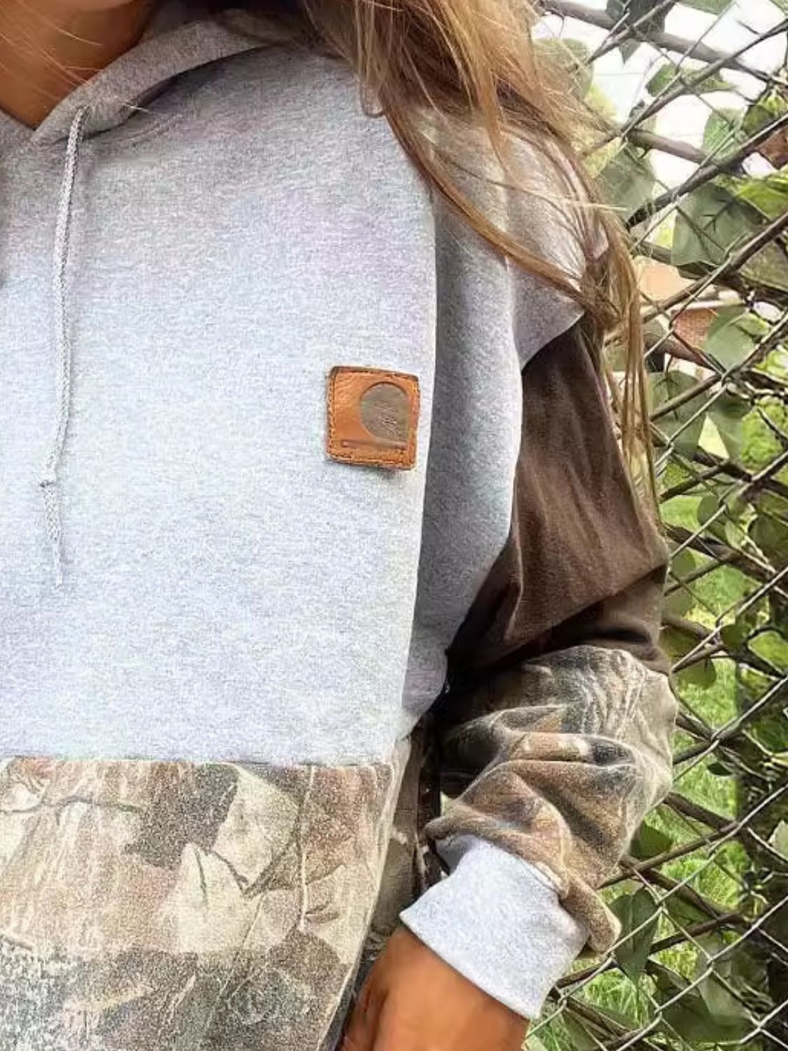 Camo Hunting Drawstring Patchwork Long Sleeve Hoodie