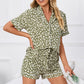 Leopard Short Sleeve Top and Shorts Lounge Set