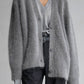 Fuzzy Button Long Sleeve Cardigan