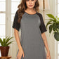 Round Neck Short Sleeve Contrast Sleep Shirt