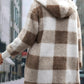 Plaid Hooded Sherpa Teddy Jacket