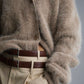 Fuzzy Button Long Sleeve Cardigan