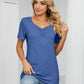 Ruched V-Neck Short Sleeve T-Shirt