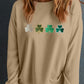 Embroidered Clover Pattern Round Neck Sweatshirt