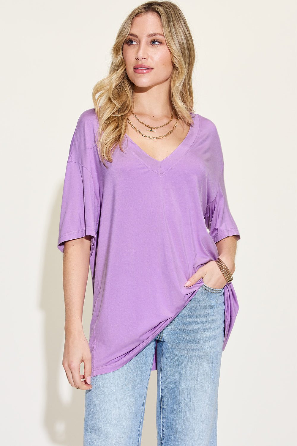 Bamboo Vneck Drop Shoulder Tshirt